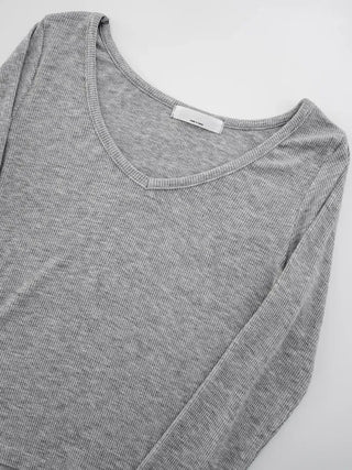 Babin V-neck Ribbed Long Sleeve
