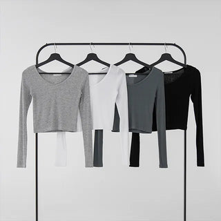 Babin V-neck Ribbed Long Sleeve