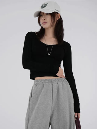 Babin V-neck Ribbed Long Sleeve