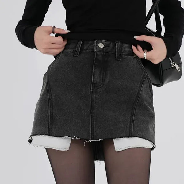 Mirabelle Inner Pocket Denim Mini Skirt