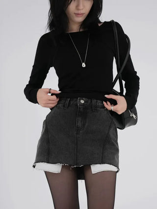 Mirabelle Inner Pocket Denim Mini Skirt