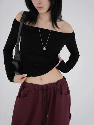 Ohi Off-shoulder Shirred Tee