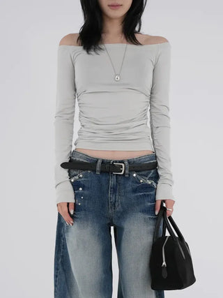 Ohi Off-shoulder Shirred Tee