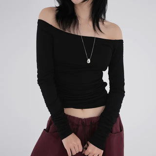 Ohi Off-shoulder Shirred Tee