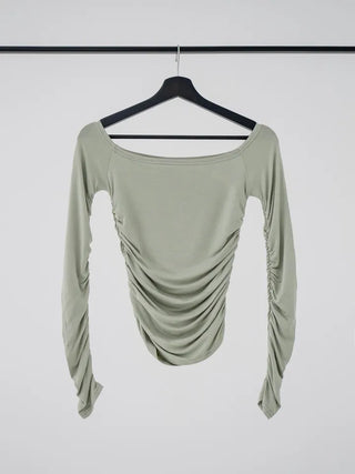 Ohi Off-shoulder Shirred Tee