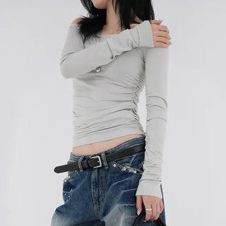 Ohi Off-shoulder Shirred Tee