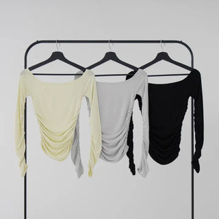Ohi Off-shoulder Shirred Tee