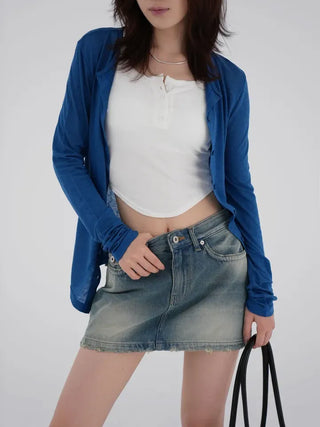 Senni Soft See-through Daily Summer/Autumn Transitional Cardigan