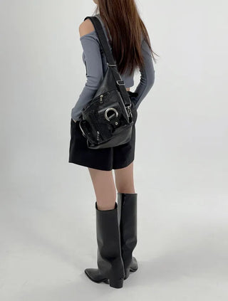 Silly Shoulder Cut Cropped Long Sleeve