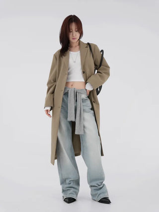 Balming back slit long coat