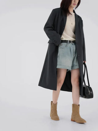 Balming back slit long coat