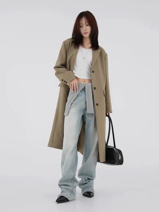 Balming back slit long coat