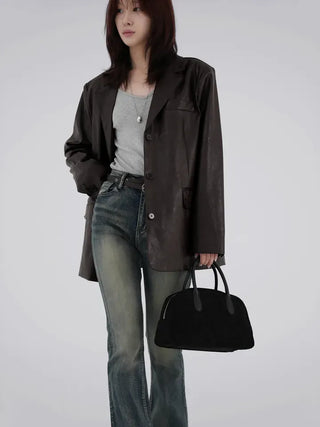 Orinel Cracked Leather Blazer