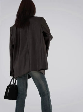 Orinel Cracked Leather Blazer