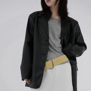 Orinel Cracked Leather Blazer