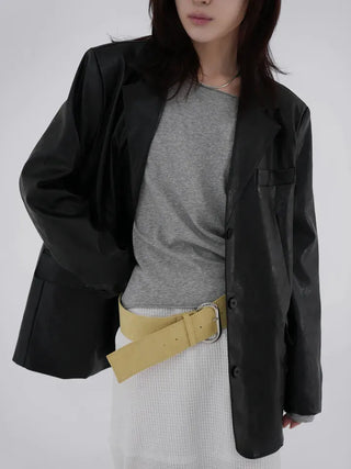 Orinel Cracked Leather Blazer