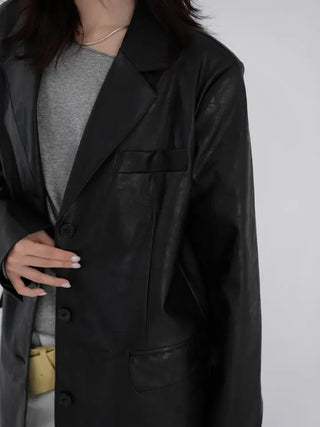 Orinel Cracked Leather Blazer