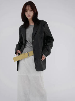 Orinel Cracked Leather Blazer