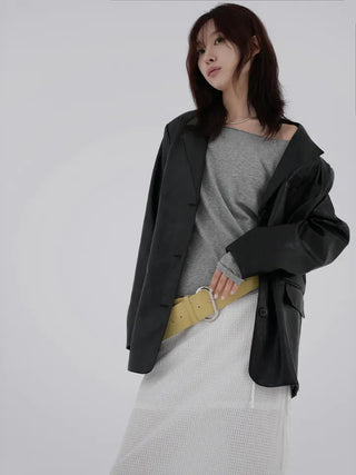 Orinel Cracked Leather Blazer
