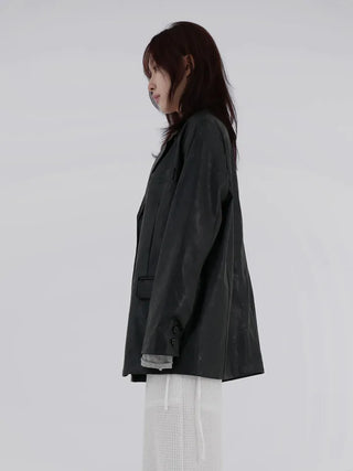 Orinel Cracked Leather Blazer
