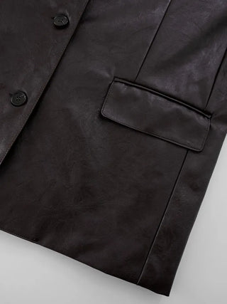 Orinel Cracked Leather Blazer
