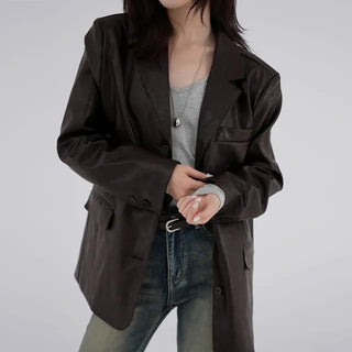 Orinel Cracked Leather Blazer