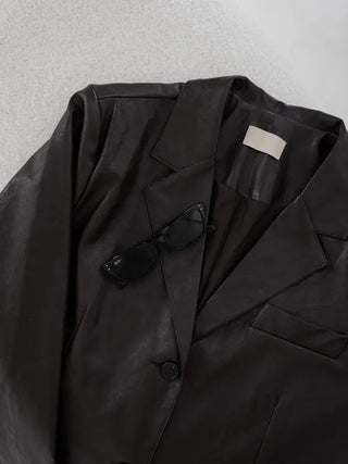 Orinel Cracked Leather Blazer