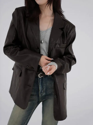 Orinel Cracked Leather Blazer