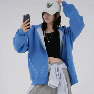 Leeho Two-Way Oversized Zip-Up Hoodie