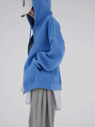 Leeho Two-Way Oversized Zip-Up Hoodie