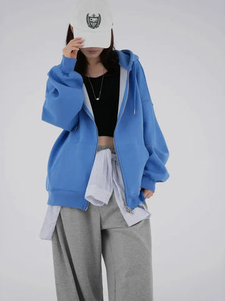 Leeho Two-Way Oversized Zip-Up Hoodie