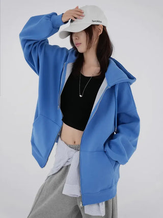 Leeho Two-Way Oversized Zip-Up Hoodie