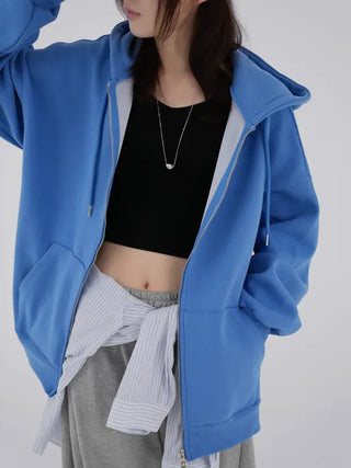 Leeho Two-Way Oversized Zip-Up Hoodie