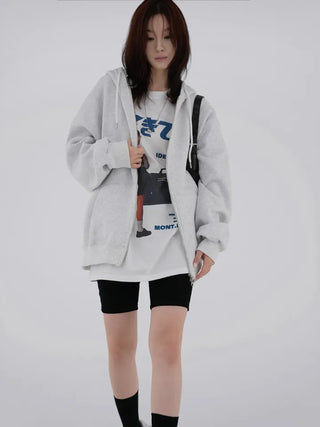 Leeho Two-Way Oversized Zip-Up Hoodie