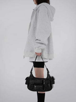 Leeho Two-Way Oversized Zip-Up Hoodie