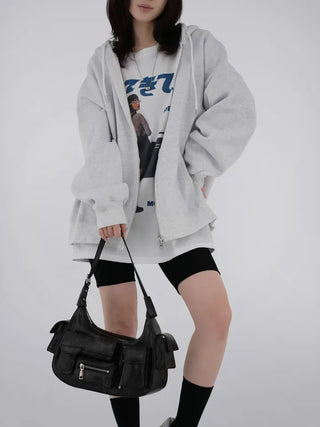 Leeho Two-Way Oversized Zip-Up Hoodie