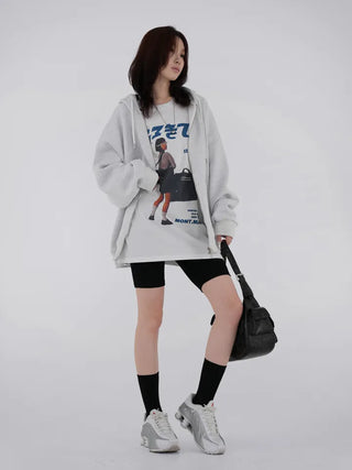 Leeho Two-Way Oversized Zip-Up Hoodie