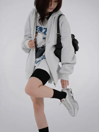 Leeho Two-Way Oversized Zip-Up Hoodie