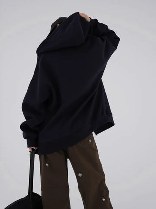 Leeho Two-Way Oversized Zip-Up Hoodie