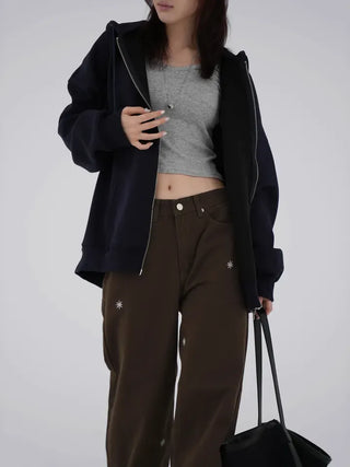 Leeho Two-Way Oversized Zip-Up Hoodie