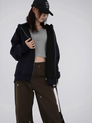 Leeho Two-Way Oversized Zip-Up Hoodie