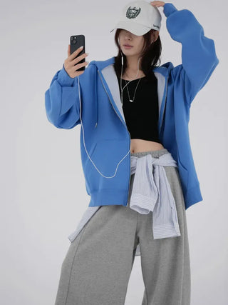 Leeho Two-Way Oversized Zip-Up Hoodie