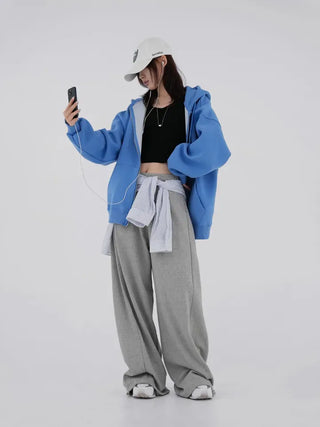 Leeho Two-Way Oversized Zip-Up Hoodie