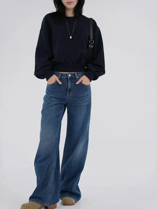 Lure Balloon Fit Basic Crop Sweatshirt