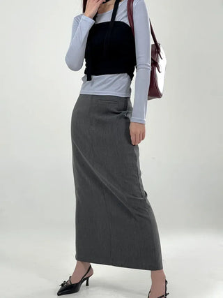 Hor One-Pocket Slit Long Skirt