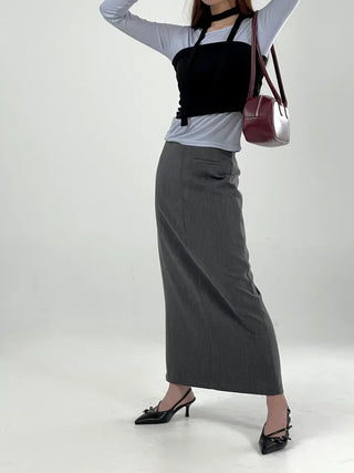 Hor One-Pocket Slit Long Skirt