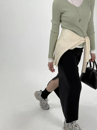 Hor One-Pocket Slit Long Skirt
