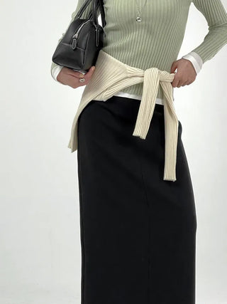 Hor One-Pocket Slit Long Skirt
