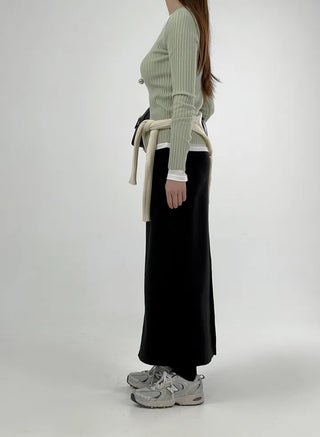 Hor One-Pocket Slit Long Skirt