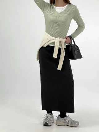 Hor One-Pocket Slit Long Skirt